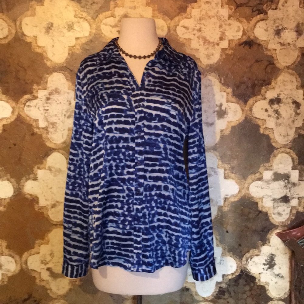 Calvin Klein Women’s Tye Dye Blue Blouse size M